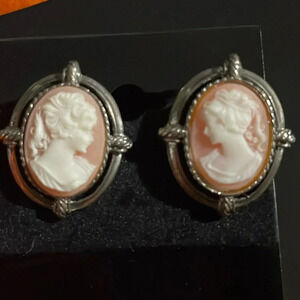 Vintage costume cameo earrings
